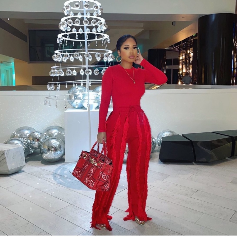 Minaa Monroe fringe pants and top